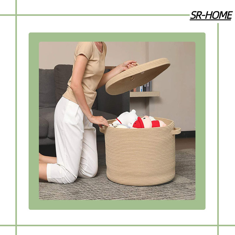 SRHOME Extra Large Fabric Storage Basket with Lid Wayfair